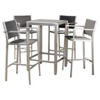 Ensemble de bar de patio 5 pièces Cape Coral en osier/métal résistant aux intempéries avec 4 tabourets - Gris - Christopher Knight Home