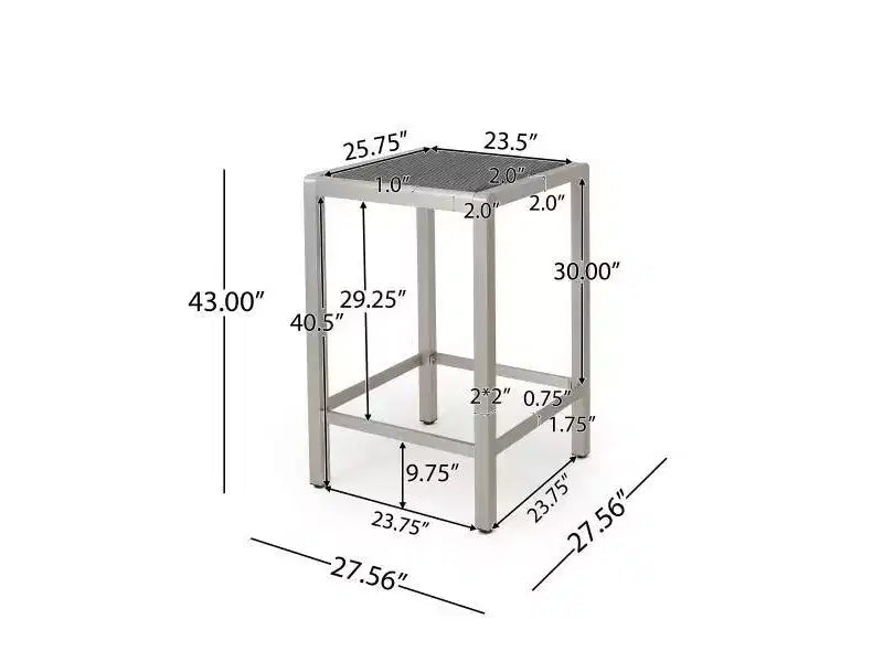 Ensemble de bar de patio 5 pièces Cape Coral en osier/métal résistant aux intempéries avec 4 tabourets - Gris - Christopher Knight Home