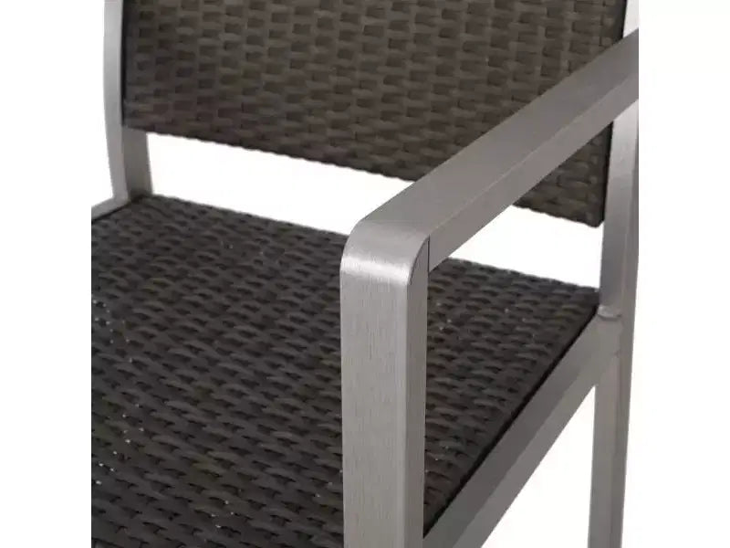 Ensemble de bar de patio 5 pièces Cape Coral en osier/métal résistant aux intempéries avec 4 tabourets - Gris - Christopher Knight Home
