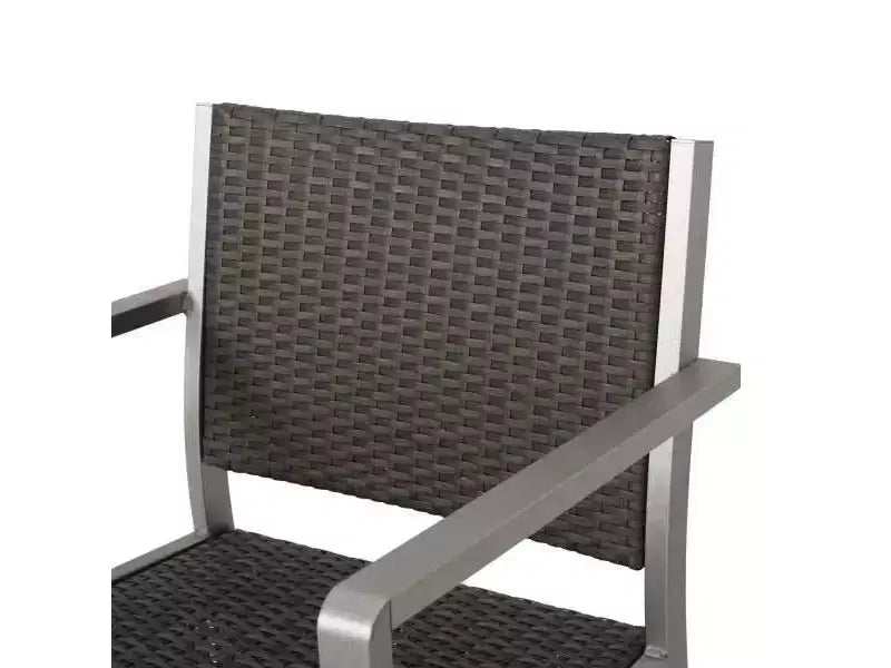 Ensemble de bar de patio 5 pièces Cape Coral en osier/métal résistant aux intempéries avec 4 tabourets - Gris - Christopher Knight Home