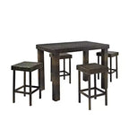 Palm Harbor 5pc Outdoor Wicker Counter Height Dining Set - Brown - Crosley: Steel Frame, UV-Resistant, No Cushion
