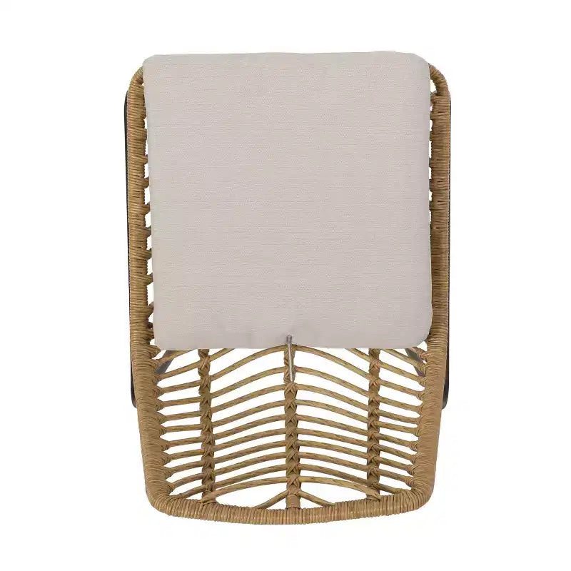 Bleckley 7pc Outdoor Wicker Dining Set - Light Brown/Beige/Teak - Christopher Knight Home: Rattan Patio Furniture Set with Acacia Table Top