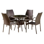 Lisbon 5pc Wicker Patio Dining Set - Brown - Christopher Knight Home: Weather-Resistant, No Assembly, Galvanized Steel Hardware