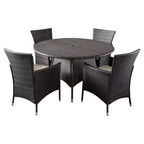 Rodgers 5pc Wicker Patio Dining Set with Cushions: Metal Frame & Resin - Christopher Knight Home