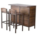Milos 3pc Acacia Bar Set - Dark Brown - Christopher Knight Home: Weather-Resistant, Galvanized Steel Hardware