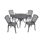 Sedona Ensemble de salle à manger d'extérieur 5 pièces de 117 cm avec chaises à dossier haut – Noir – Crosley