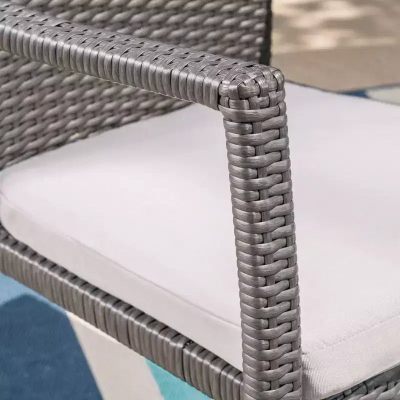 Westley 7pc Wicker Patio Dining Set - Gray - Christopher Knight Home: Iron Frame, Water-Resistant Cushions, 6 Arm Chairs