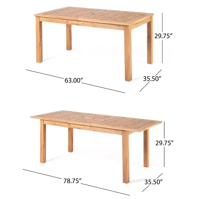 Nadia 9pc Wood & Wicker Expandable Dining Set - Natural/Brown/Beige - Christopher Knight Home