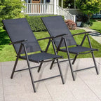 7pc Patio Set with Rectangle Table & Reclining Sling Chairs with Armrests - Captiva Designs: Outdoor Dining Furniture