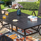 7pc Patio Set with Rectangle Table & Reclining Sling Chairs with Armrests - Captiva Designs: Outdoor Dining Furniture