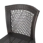 Rai 5pc Wicker Dining Set: Brown Patio Dining, Weather-Resistant, Wrought Iron Frame, Stackable Chairs, Circular Table
