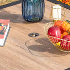 Ensemble de patio 5 pièces avec table carrée en faux bois et chaises longues inclinables en textilène avec accoudoirs - Captiva Designs : Repas en extérieur, résistant aux intempéries