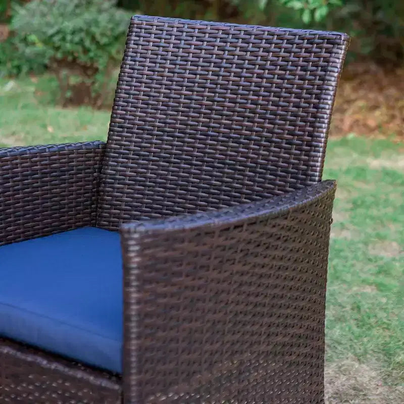 Ensemble de salle à manger 3 pièces avec table carrée de 56 cm avec trou pour parasol et 2 chaises en rotin – Noir – Captiva Designs
