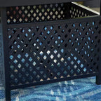 Ensemble de salle à manger 3 pièces avec table carrée de 56 cm avec trou pour parasol et 2 chaises en rotin – Noir – Captiva Designs