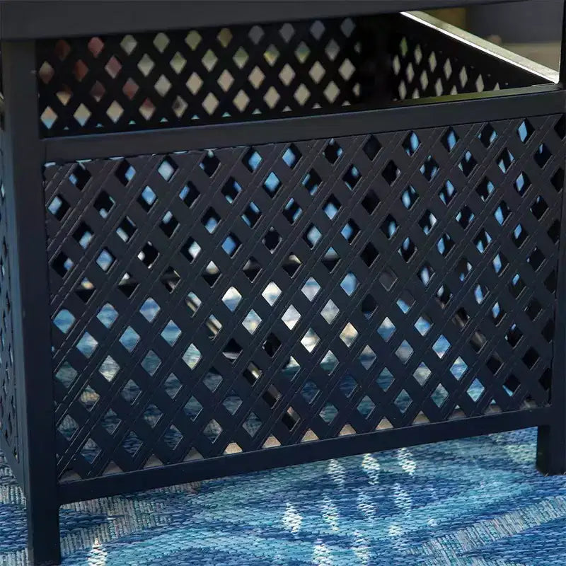 Ensemble de salle à manger 3 pièces avec table carrée de 56 cm avec trou pour parasol et 2 chaises en rotin – Noir – Captiva Designs