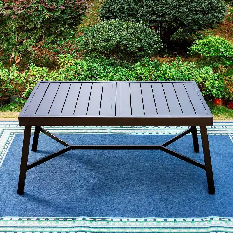 Captiva Designs 7pc Steel Outdoor Patio Dining Set: Garden Furniture with Extendable Table