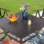 Ensemble de patio 5 pièces avec table carrée et chaises inclinables en toile avec accoudoirs - Captiva Designs : Mobilier de salle à manger d'extérieur