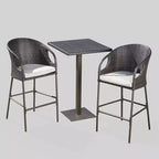 Dominica 3pc Square Wicker Outdoor Patio Bar Set: Weather-Resistant, Iron Frame - Christopher Knight Home