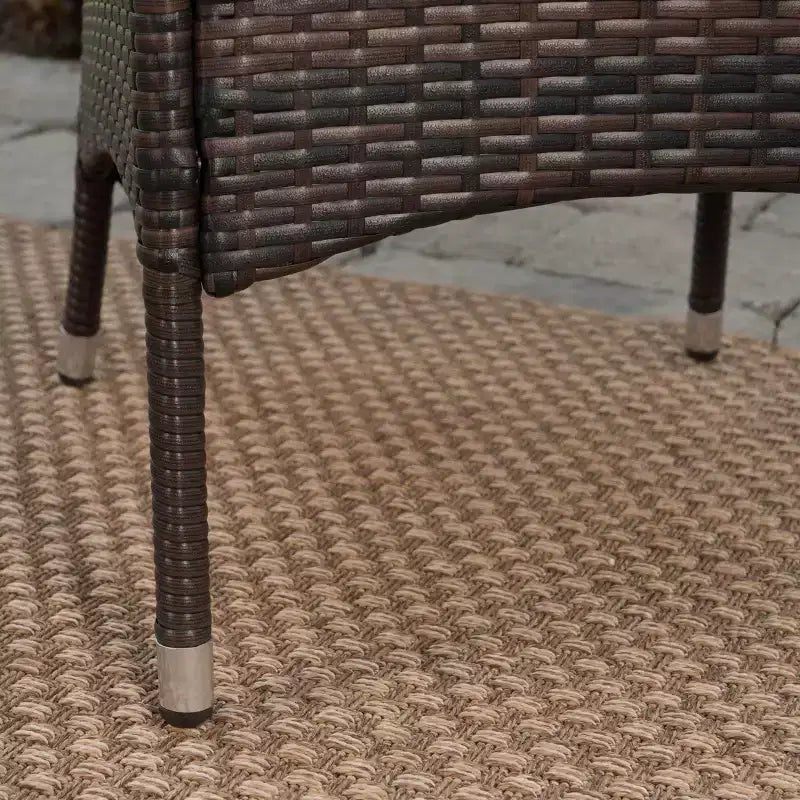 Jennys 6pc Acacia/Wicker Patio Dining Set - Brown - Christopher Knight Home: Weather-Resistant, Iron Frame, Bench Included