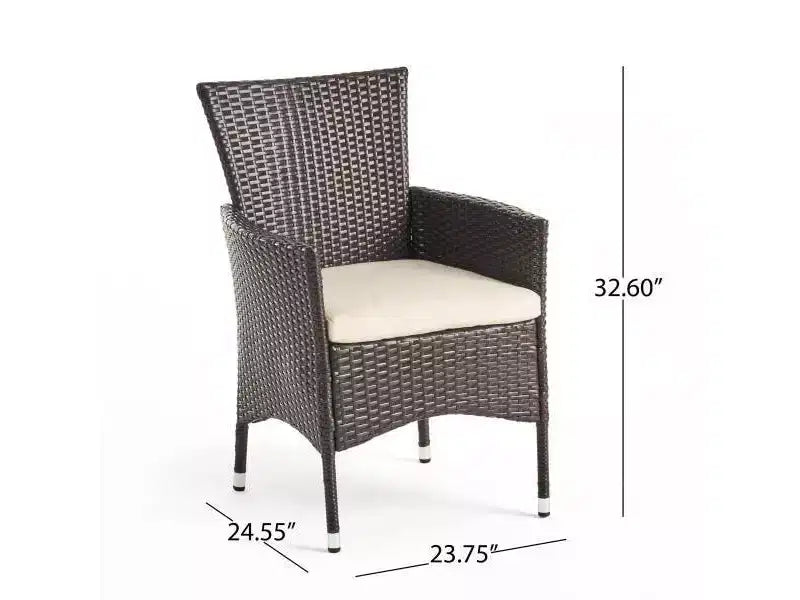 Jennys 6pc Acacia/Wicker Patio Dining Set - Brown - Christopher Knight Home: Weather-Resistant, Iron Frame, Bench Included