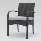 Luster 6pc Acacia Wood and Wicker Dining Set - Light Gray/Gray - Christopher Knight Home: Weather-Resistant, Galvanized Steel Hardware