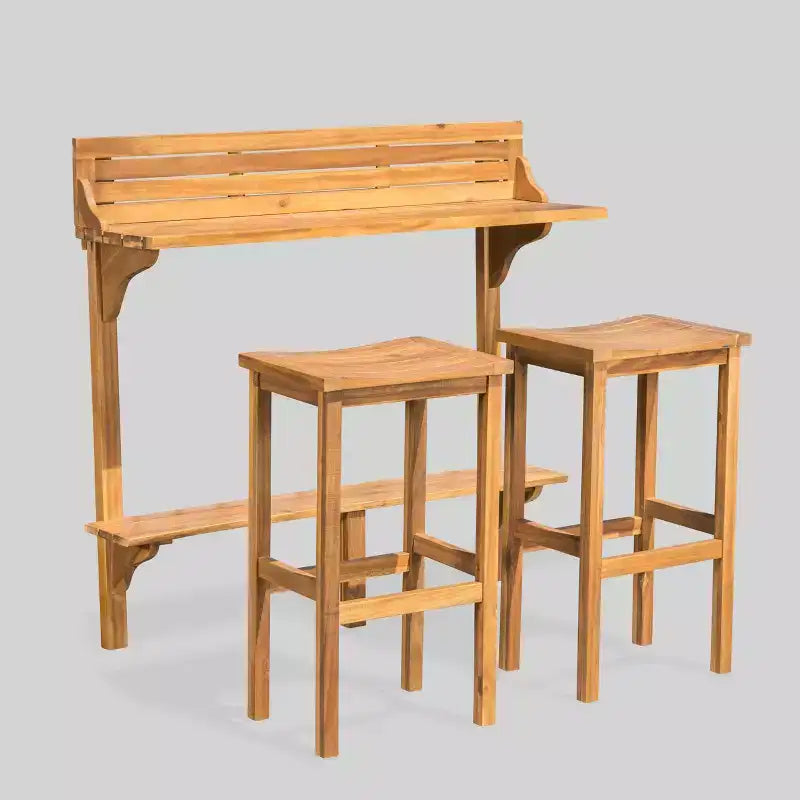 Ensemble de bar 3 pièces en bois d'acacia pour patio Caribbean - Naturel - Christopher Knight Home : Mobilier de balcon, résistant aux intempéries