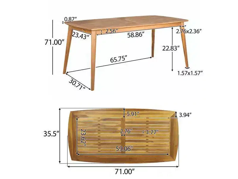 Llando 7-pc Acacia Wood Dining Set - Teak/Blue - Christopher Knight Home: Weather-Resistant with Polyester Cushions