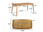 Llando 7-pc Acacia Wood Dining Set - Teak/Blue - Christopher Knight Home: Weather-Resistant with Polyester Cushions
