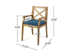 Llando 7-pc Acacia Wood Dining Set - Teak/Blue - Christopher Knight Home: Weather-Resistant with Polyester Cushions