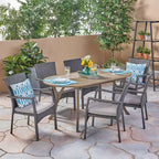 Landon 7pc Wood & Wicker Dining Set - Gray - Christopher Knight Home
