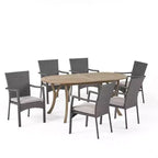 Ensemble de salle à manger Landon 7 pièces en bois et osier - Gris - Christopher Knight Home