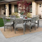 Ensemble de salle à manger d'extérieur 7 pièces en bois d'acacia Ravenscroft avec table extensible délavé gris - Saracina Home