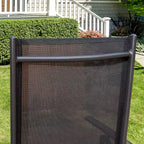 Ensemble de salle à manger 7 pièces pour patio avec table rectangulaire en similibois avec trou pour parasol et chaises pliantes inclinables - Captiva Designs