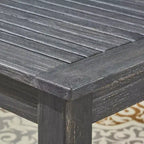 Ensemble de salle à manger extensible 7 pièces Davenport en bois et osier pour patio, gris : table en acacia, trou pour parasol - Christopher Knight Home