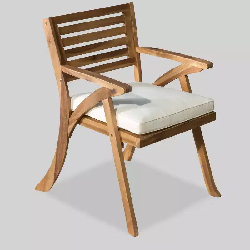 Ensemble de salle à manger 7 pièces en bois d'acacia Della-Hermosa – Teck – Christopher Knight Home : résistant aux intempéries avec coussins en polyester