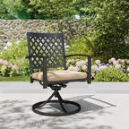 7pc Patio Dining Set with Rectangular Table with Umbrella Hole & Swivel Chairs - Captiva Designs