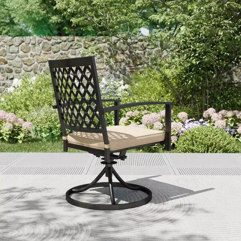 7pc Patio Dining Set with Rectangular Table with Umbrella Hole & Swivel Chairs - Captiva Designs