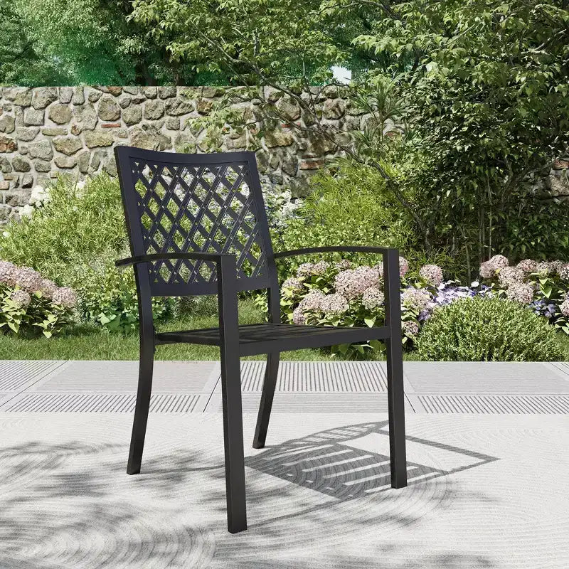 Ensemble repas de jardin 7 pièces avec table de jardin rectangulaire et 6 chaises empilables - Captiva Designs