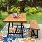 Ensemble de patio 2 pièces en bois d'acacia avec banc - Captiva Designs : Résistant aux intempéries, conception ergonomique