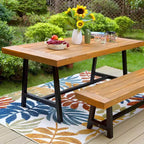 Ensemble de patio 2 pièces en bois d'acacia avec banc - Captiva Designs : Résistant aux intempéries, conception ergonomique
