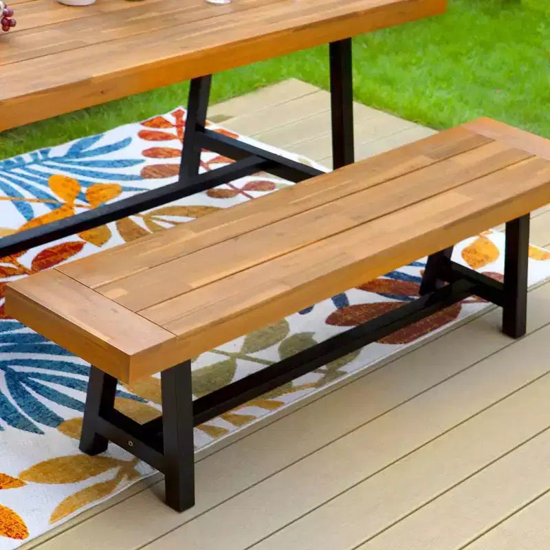 Ensemble de patio 2 pièces en bois d'acacia avec banc - Captiva Designs : Résistant aux intempéries, conception ergonomique