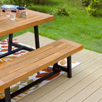 Ensemble de patio 2 pièces en bois d'acacia avec banc - Captiva Designs : Résistant aux intempéries, conception ergonomique