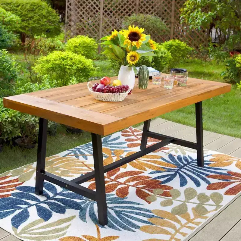 Ensemble de patio 2 pièces en bois d'acacia avec banc - Captiva Designs : Résistant aux intempéries, conception ergonomique