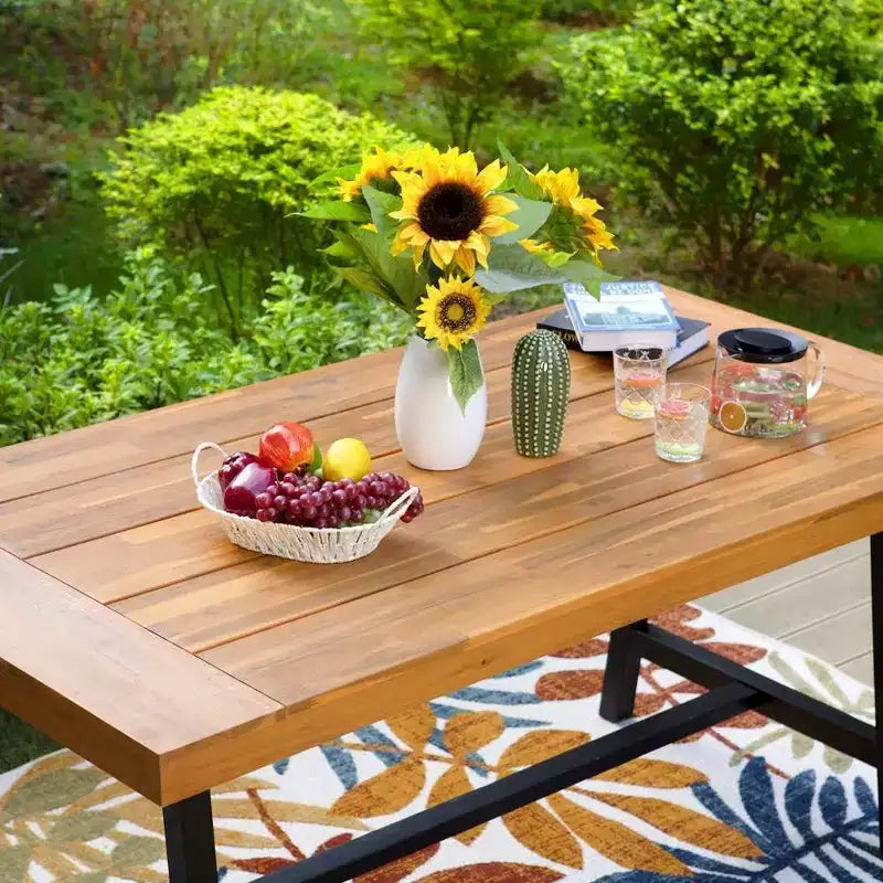 Ensemble de patio 2 pièces en bois d'acacia avec banc - Captiva Designs : Résistant aux intempéries, conception ergonomique