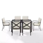 Kaplan 7pc Outdoor Dining Set with 6 Arm Chairs & Dining Table Oatmeal/Oil Rubbed Bronze - Crosley