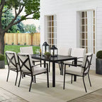 Kaplan 7pc Outdoor Dining Set with 6 Arm Chairs & Dining Table Oatmeal/Oil Rubbed Bronze - Crosley