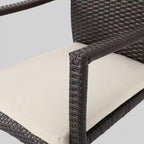 Geelong 7pc Acacia Wood & Wicker Patio Dining Set - Brown - Christopher Knight Home: Includes Cushions, Galvanized Steel Hardware