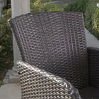 Callum 5pc Wicker Round Bar Table Set Multibrown - Christopher Knight Home: Weather-Resistant Iron Frame Patio Dining