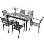 Ensemble de salle à manger d'extérieur 7 pièces Captiva Designs en métal avec table rectangulaire extensible et 6 chaises : Mobilier de jardin, résistant aux intempéries
