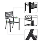 Ensemble de salle à manger d'extérieur 7 pièces Captiva Designs en métal avec table rectangulaire extensible et 6 chaises : Mobilier de jardin, résistant aux intempéries